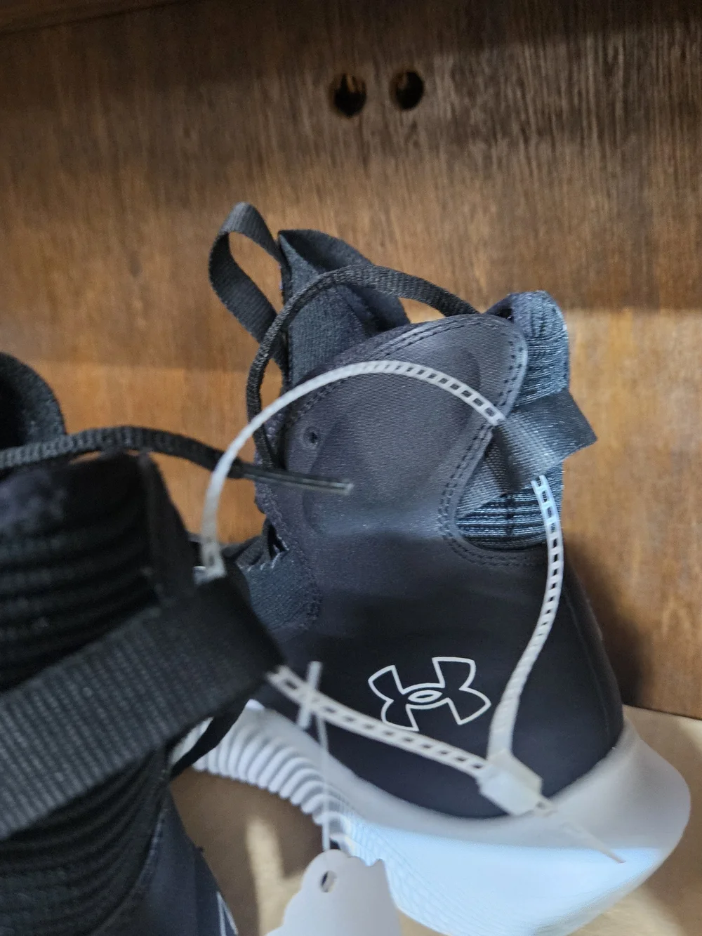 Under Armour Black Knit High-Top Sneakers with White Sole